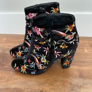 Embroidered Velvet Booties